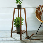 Vintage 2-tier Solid Wood Plant Stand Indoor Plant Display Shelf Rustic Wooden Flower Holder