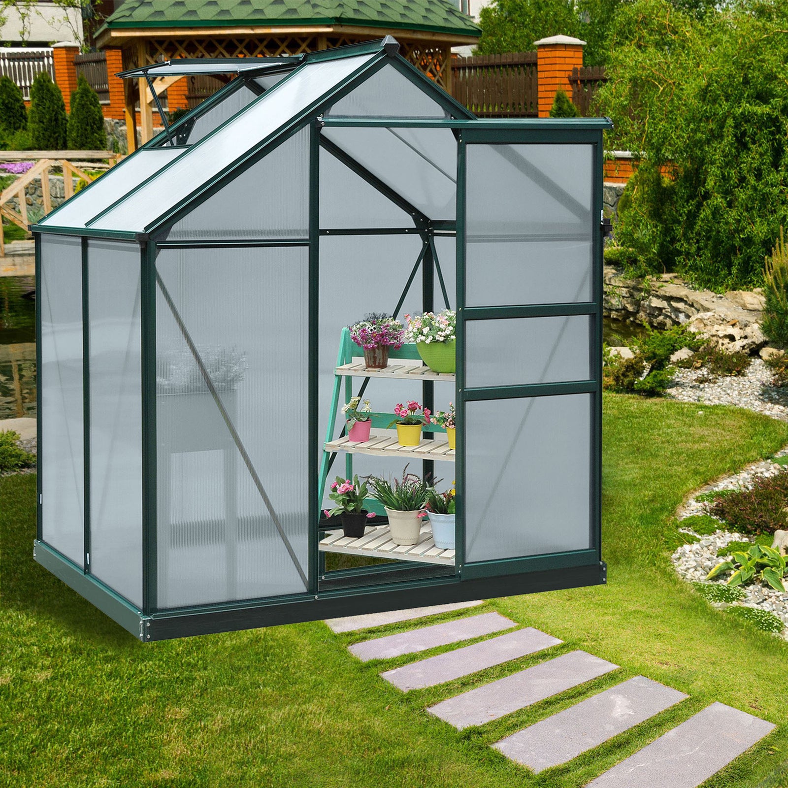 Polycarbonate Walk-in Greenhouse 190x132cm