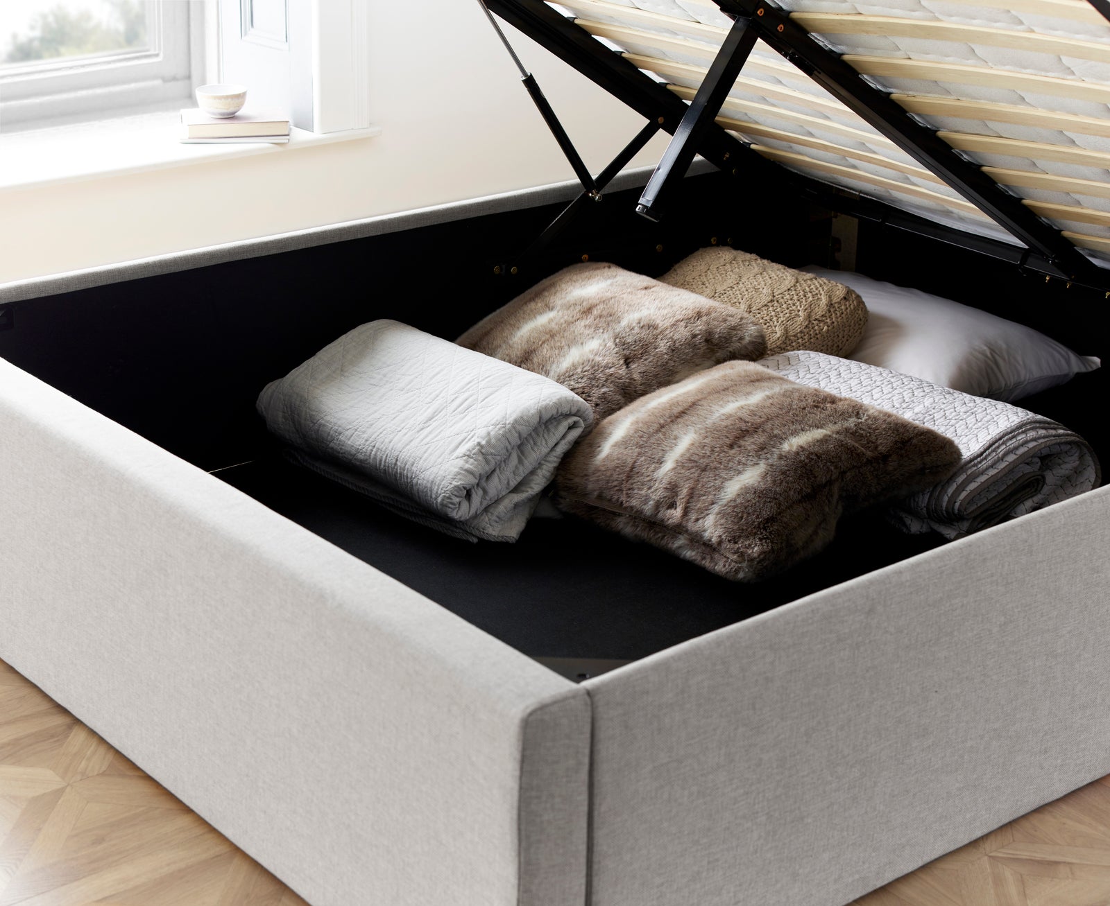 Wilson Fabric Ottoman Bed | King | Grey