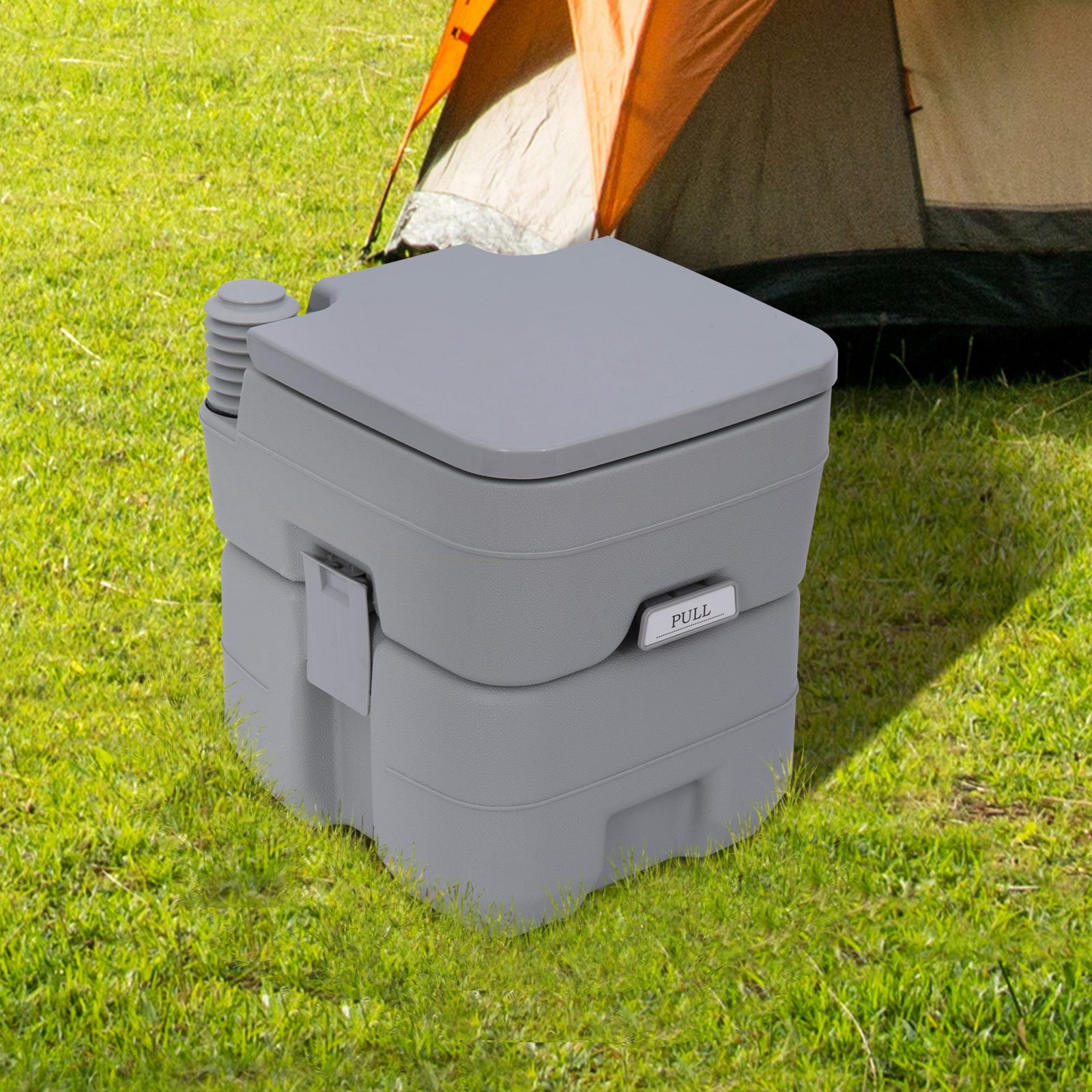 20l Mobile Camping Toilet With Handle - Grey | Gray