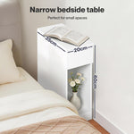 Bedside Table Cabinet  Narrow Slim Side Cabinet White Drawer Open Shelf | White