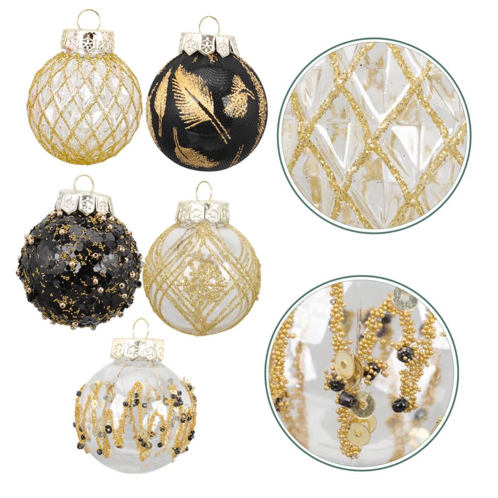 25pcs Christmas Ball Ornament Set | Black & Gold