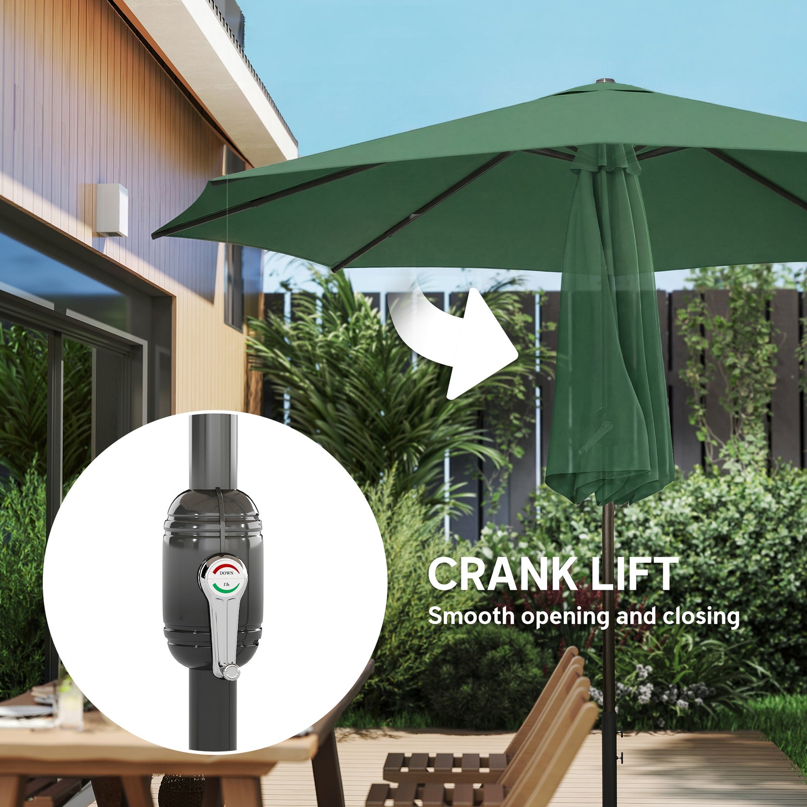 2.7 M Garden Parasol Umbrella With Cross Base, Sandbag | Green