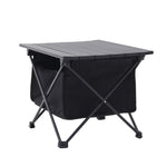 Aluminum Portable Roll-top Camp Table With Storage Basket | Small | Black
