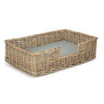 Small Wicker Rectangular Dog Bed With Cushion | Small | Brown