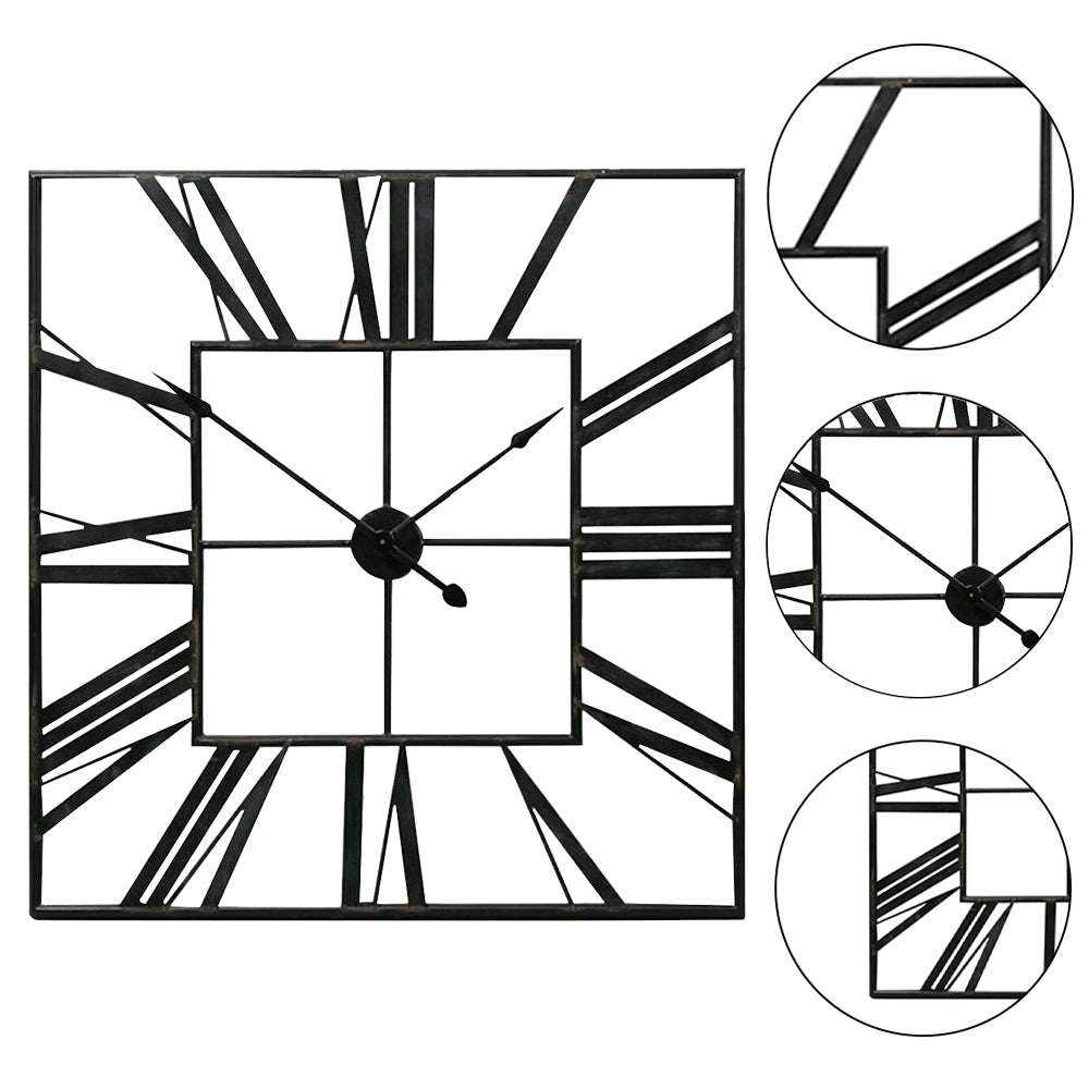 Modern Square Oversized Decorative Metal Wall Clock