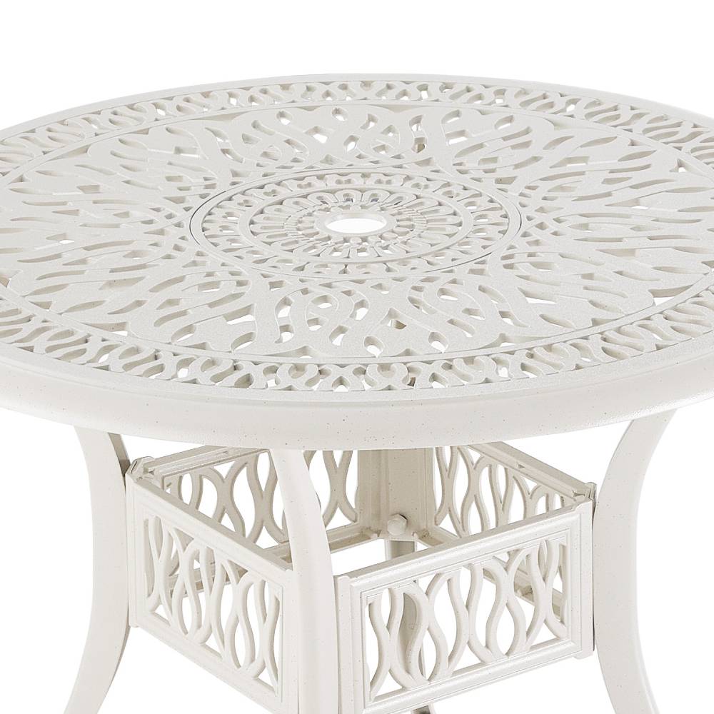 Vintage Round Cast Aluminium Garden Bistro Table,90cm Dia X 73cm H | 90cm | White
