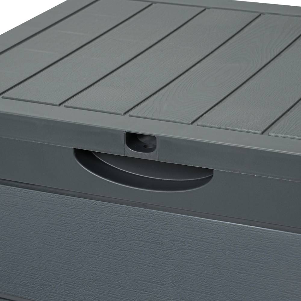 126l Waterproof Plastic Storage Box With Padlock – Lockable Wood-grain Outdoor & Indoor Container | Grey