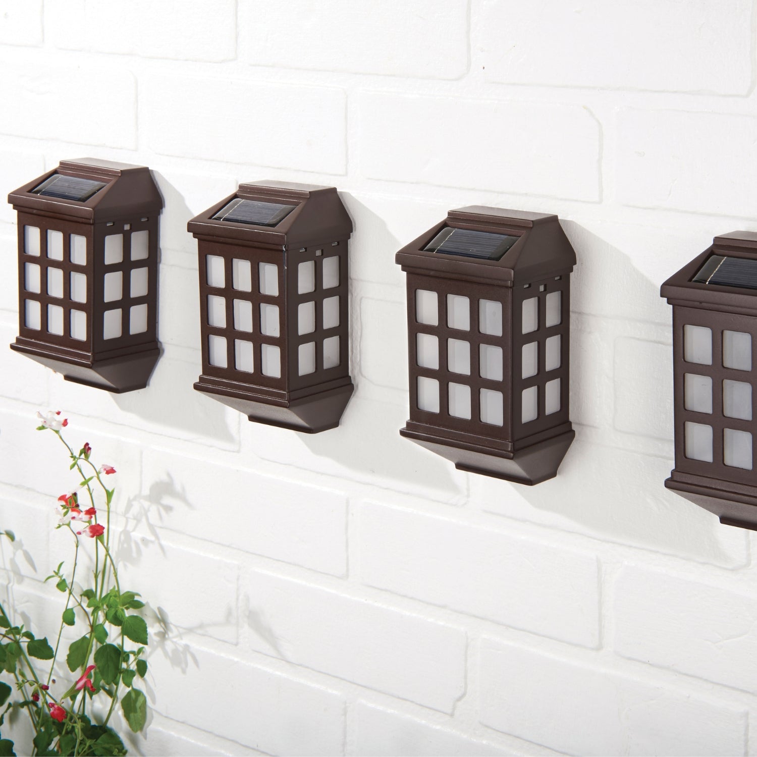 Solar Powered LED Fence Lights Deluxe Pack Of 4