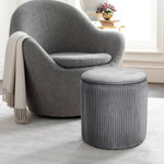 Modern Pleated Storage Ottoman – Lift-up Lid Footstool, Footrest & Storage 38cm Dia X 38cm H