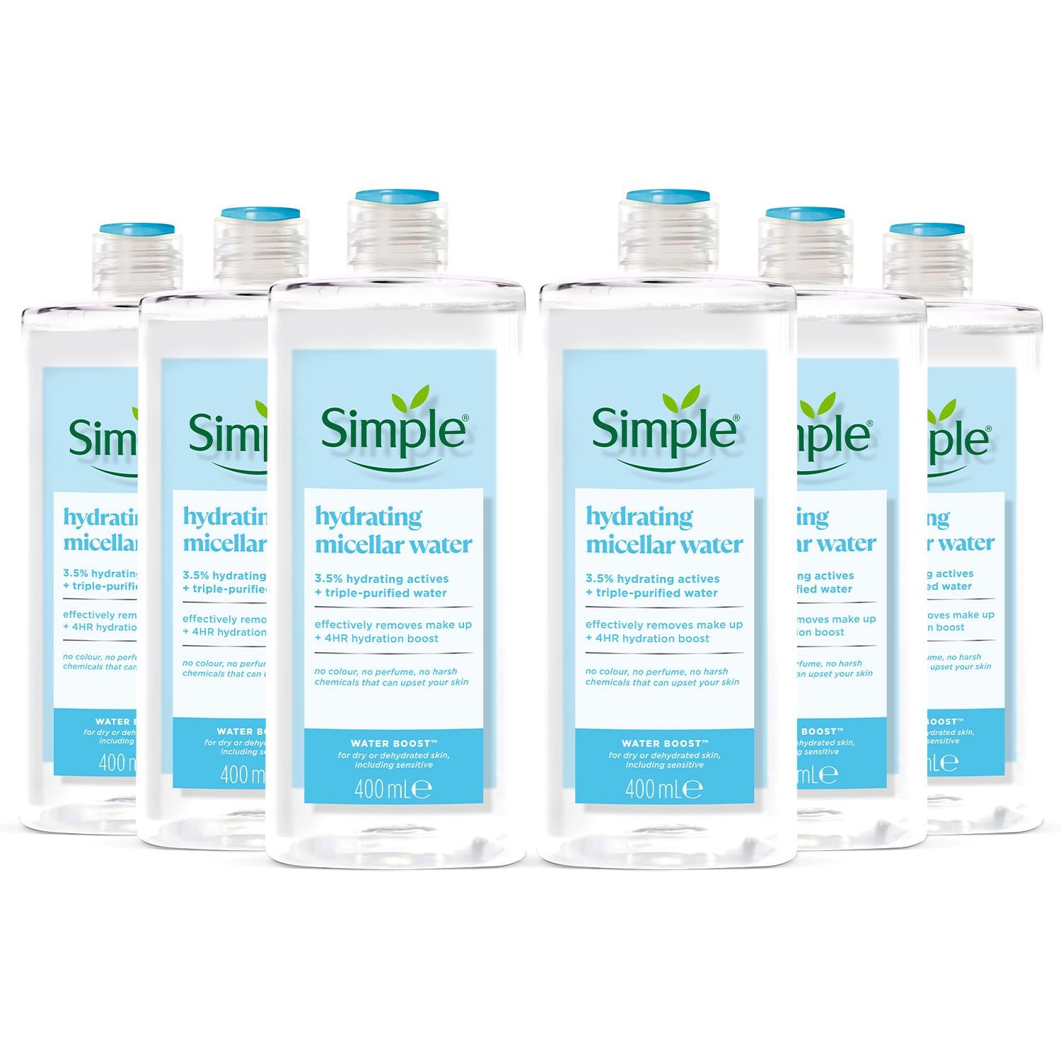 6 X 400ml Water Boost Micellar Cleansing Water For Dehydrated Skin | Set-of-6 | White