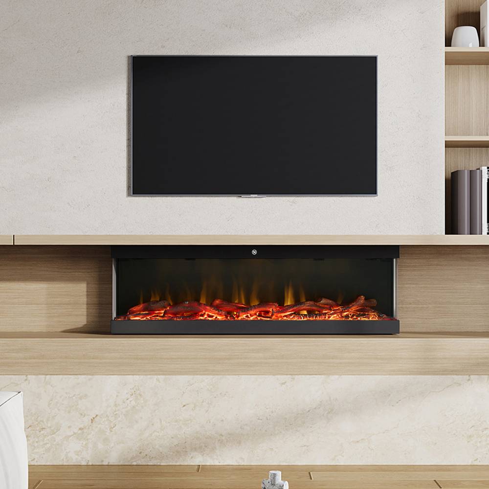 60''wall Mounted & Recessed Electric Fireplace – 9 Led Flame Colors, Remote & Wifi Control,24h Timer Function, Adjustable Heat