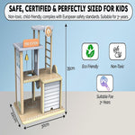 HYGRAD BUILT TO SURVIVE Kids Fire Station Wooden Dollhouse – 3-tier Pretend Play Toy Playse