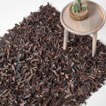 Dallas Leather Shaggy Rug | 150cm x 95cm | Chocolate