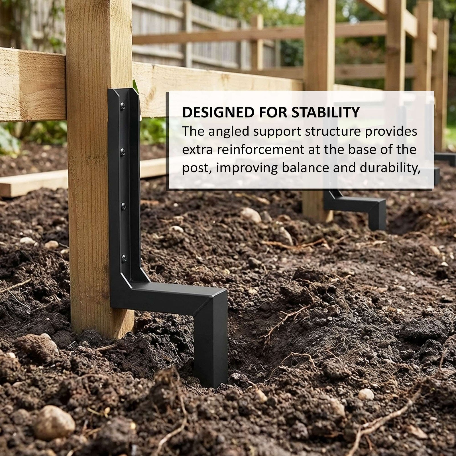 Metal Fence Post Repair Ground Anchor Stakes | Set-of-6 | Black