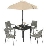 4 Seater Rattan Dining Set With Parasol | Grey
