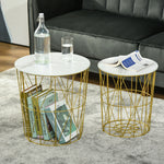 Set Of 2 Nesting End Tables Side Tables With Steel Frame