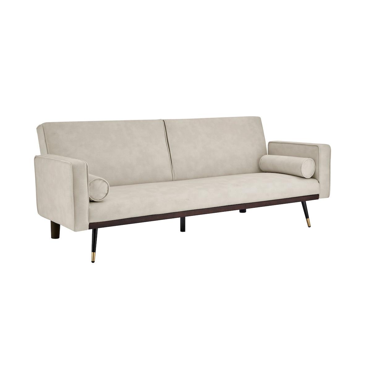 Faux Suede Click-clack Sofa Bed - 3 Seater | Cream