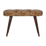 Solid Wood Leopard Print Deep Button Bench