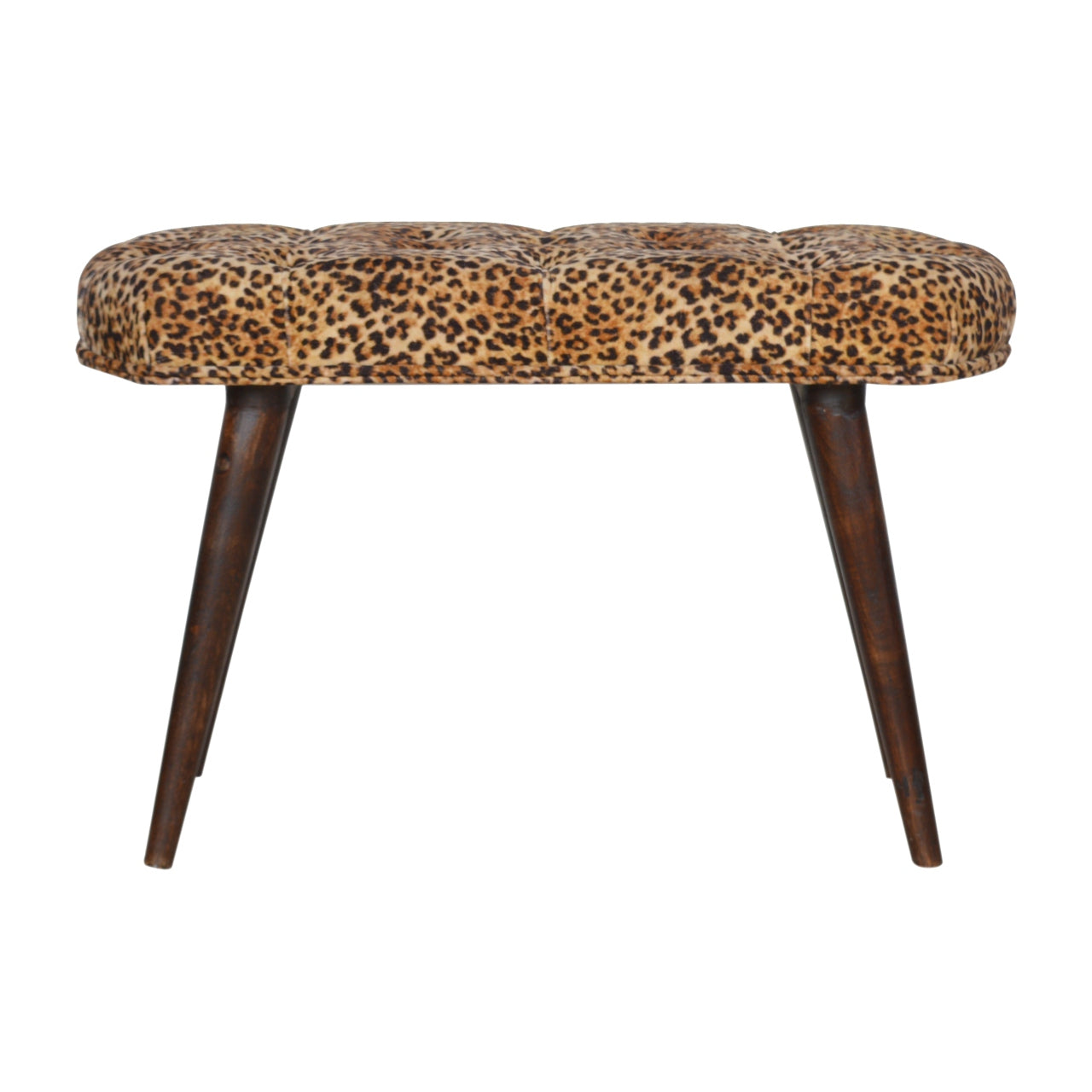 Solid Wood Leopard Print Deep Button Bench