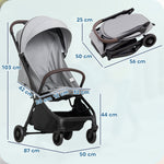 AIYAPLAY Baby Stroller With Adjustable Seat, Travel Pushchair