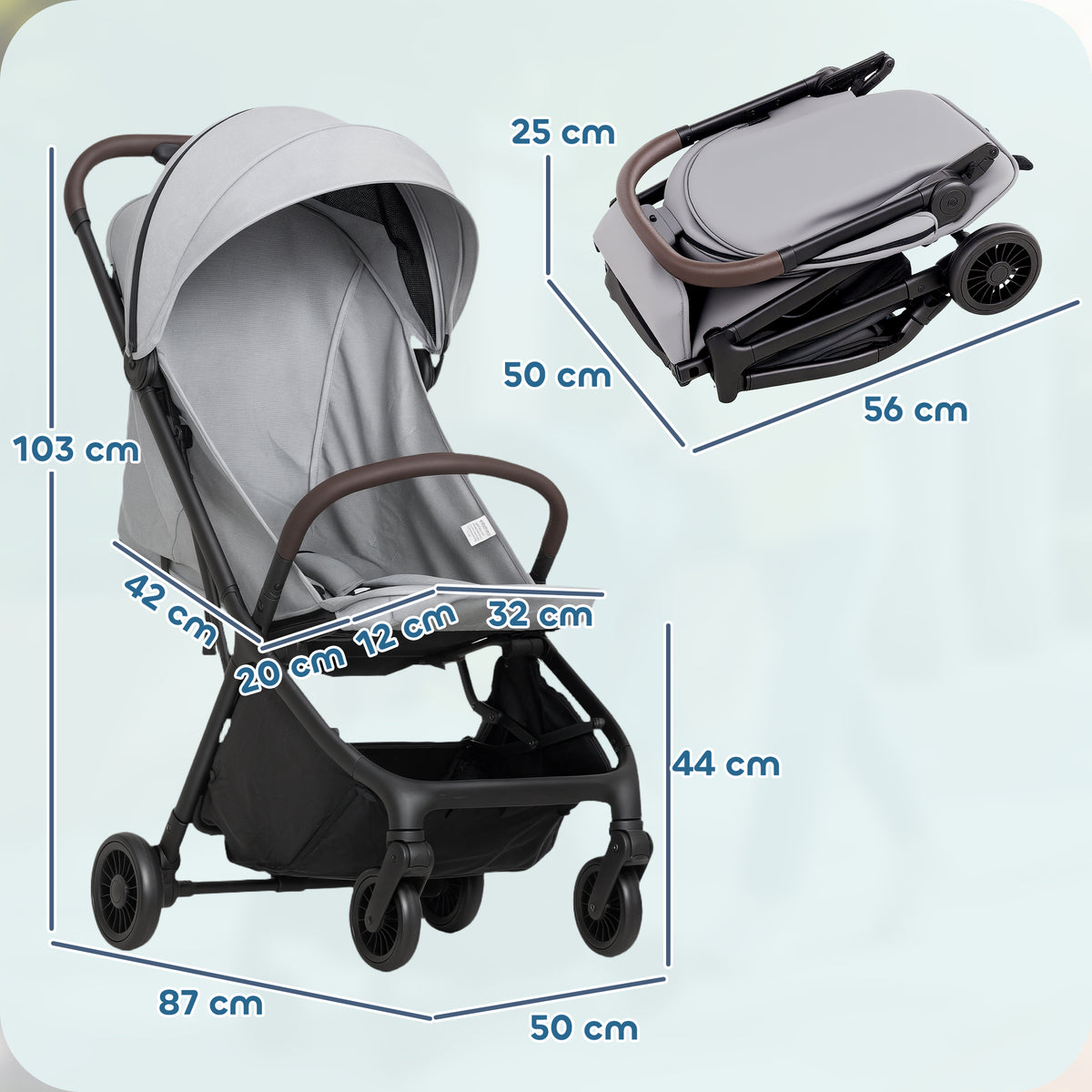 AIYAPLAY Baby Stroller With Adjustable Seat, Travel Pushchair
