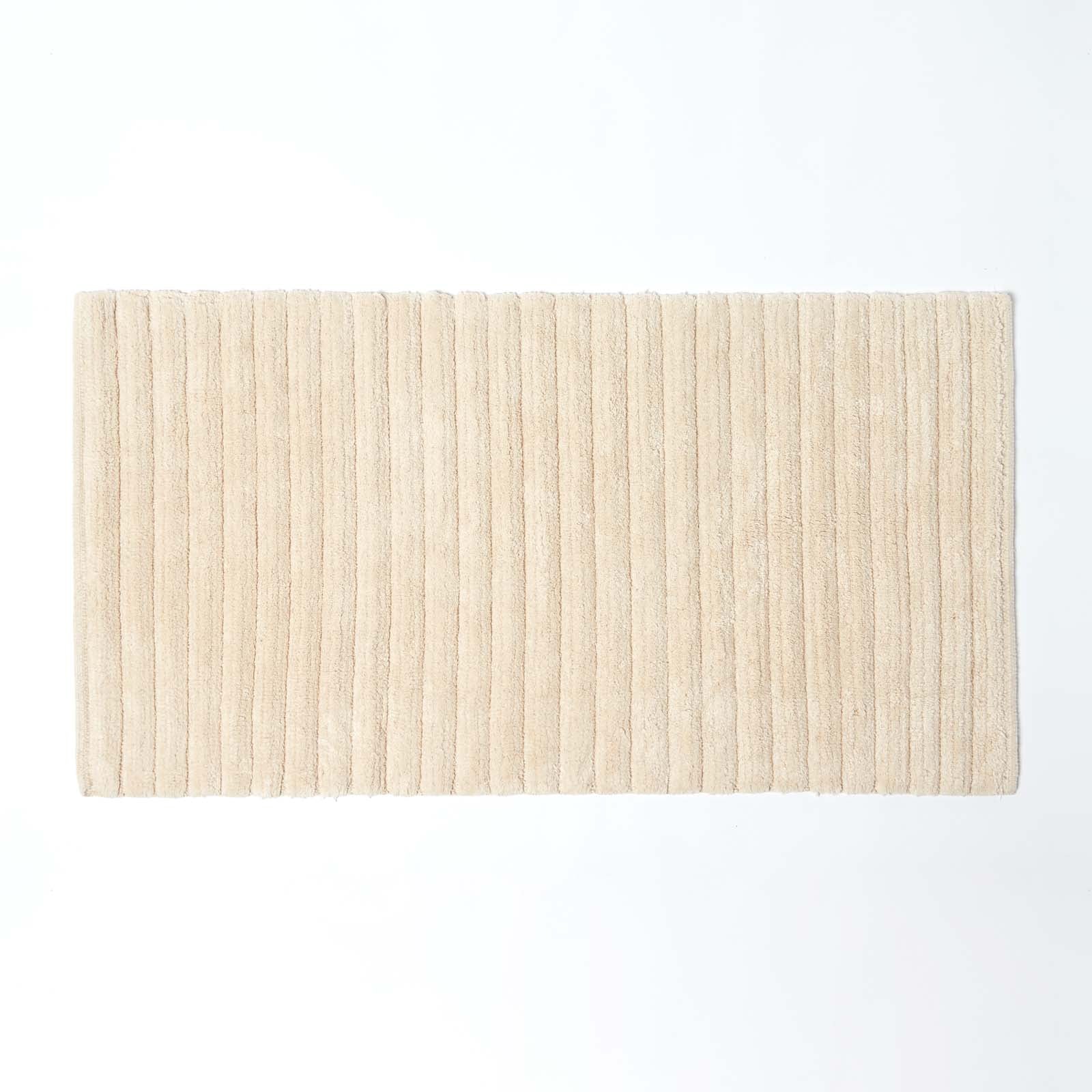 Ribbed Cotton Spa Style Bath Mat | 50cm x 100cm | Cream