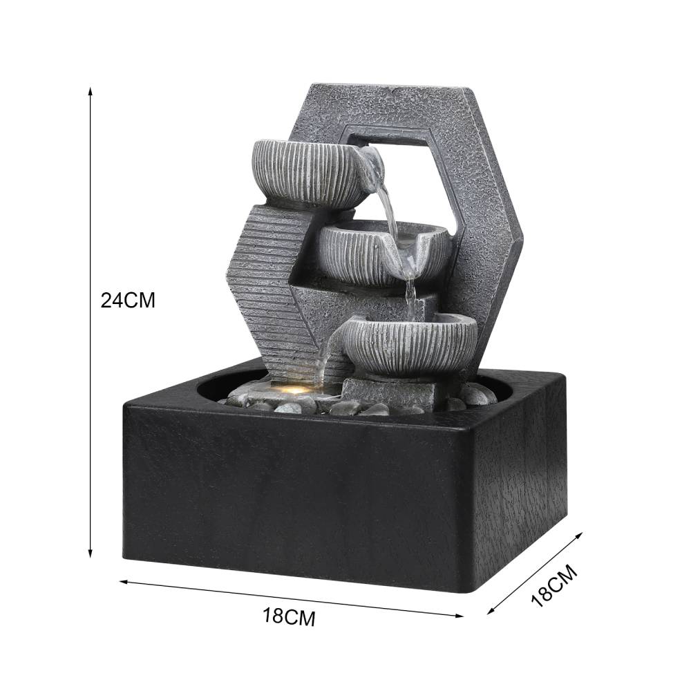Cascade Tabletop Fountain Water Feature With Led Light