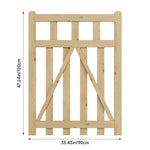 76cm/90cm/120cm Wx120cm H Classic Wooden Garden Gate With Lock Natural Finish, Vertical Slat Design | Medium | Natural