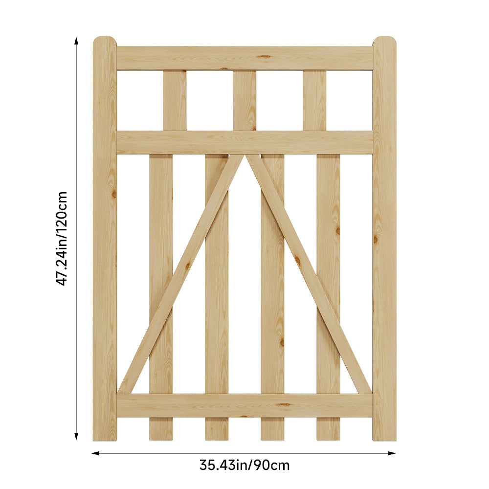 76cm/90cm/120cm Wx120cm H Classic Wooden Garden Gate With Lock Natural Finish, Vertical Slat Design | Medium | Natural