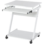 Movable Computer Desk, 4 Wheels, Tray | White