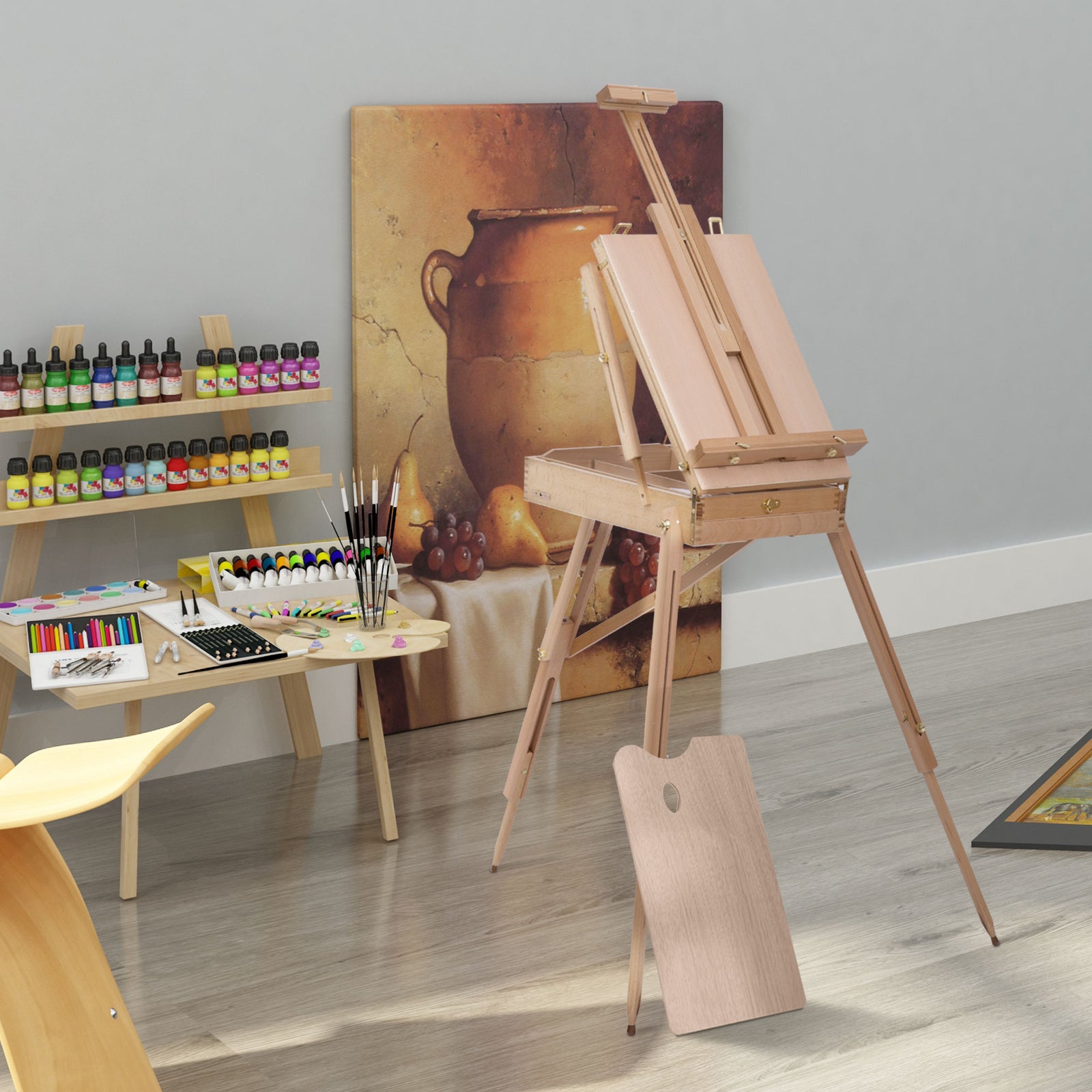 Tripod Art Easel Wooden Drawing Board Workstation Folding