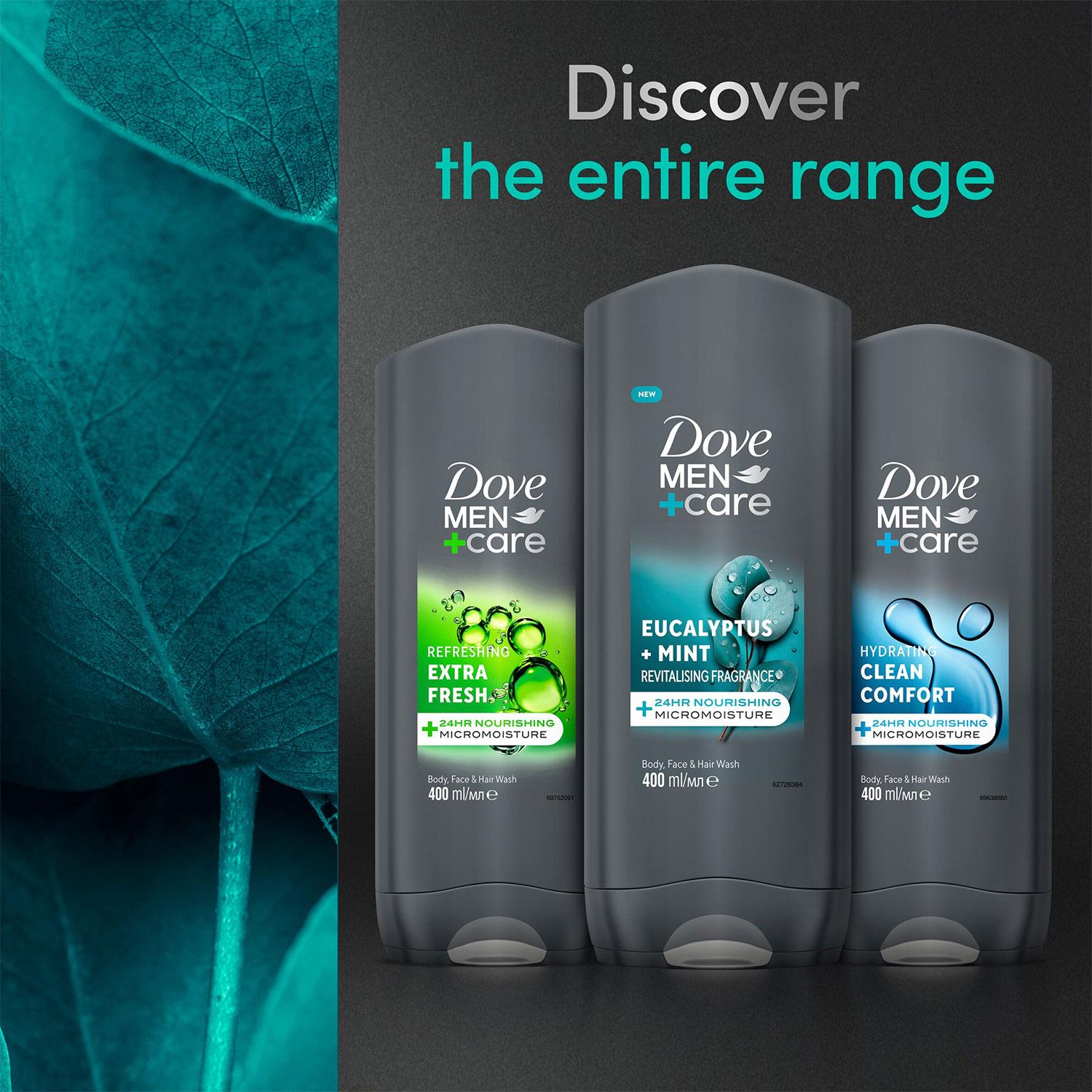 Men+care 3-in-1 Hair, Body & Face Wash Eucalyptus + Mint Fragrance, 6x400ml