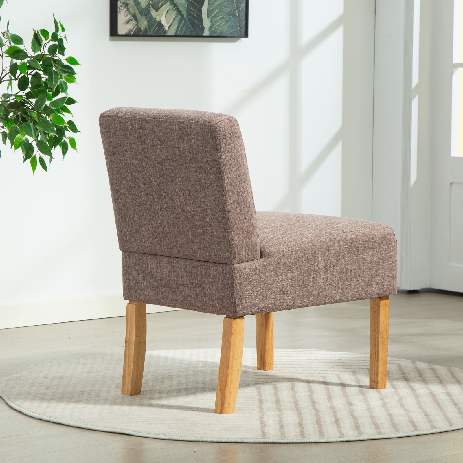 Selina Fabric Armless Accent Chair | Dark Brown