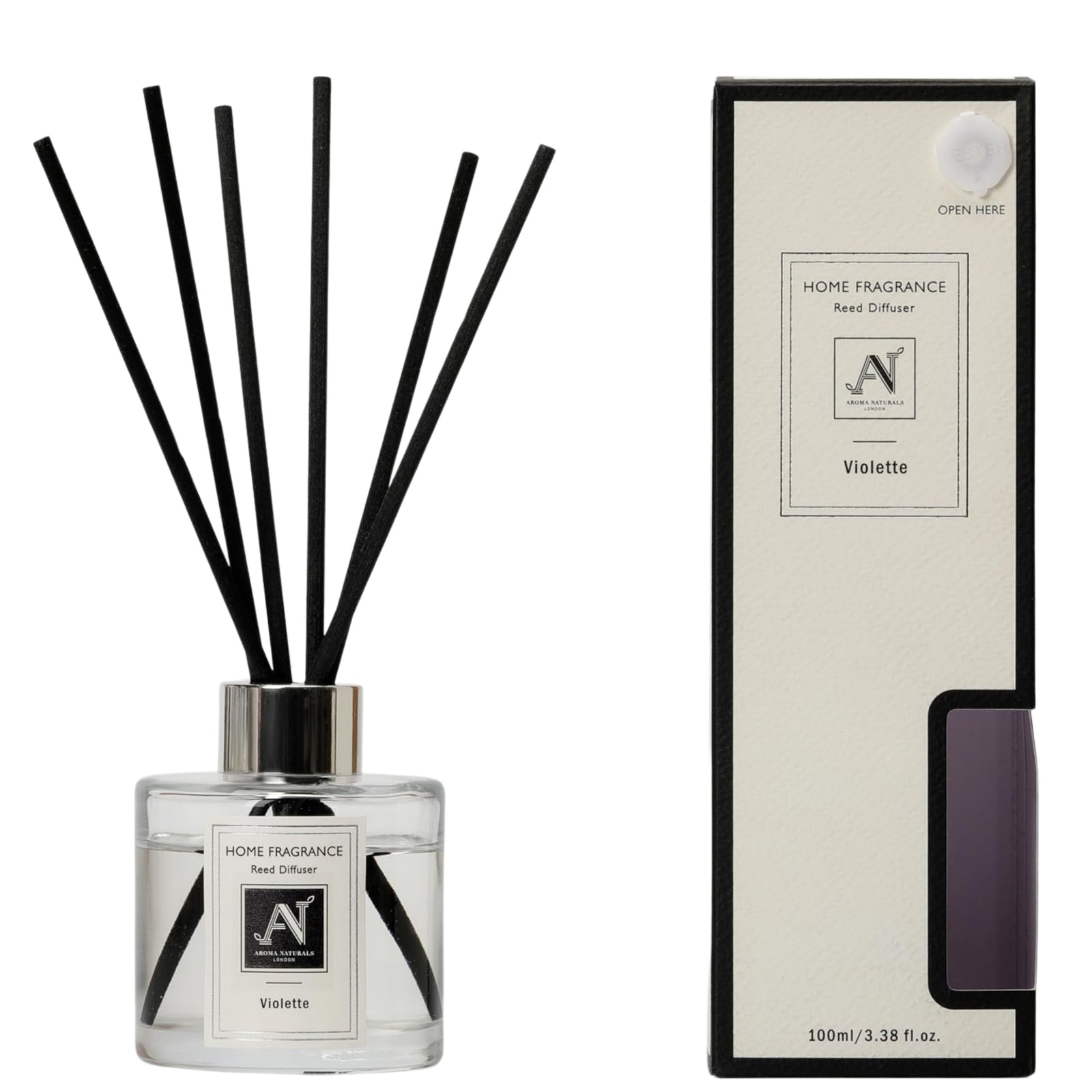 Minimalist Luxe Reed Diffuser With Metal Collar Violette Scent