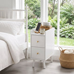 Modern Mdf Bedside Table With 2 Drawers | White