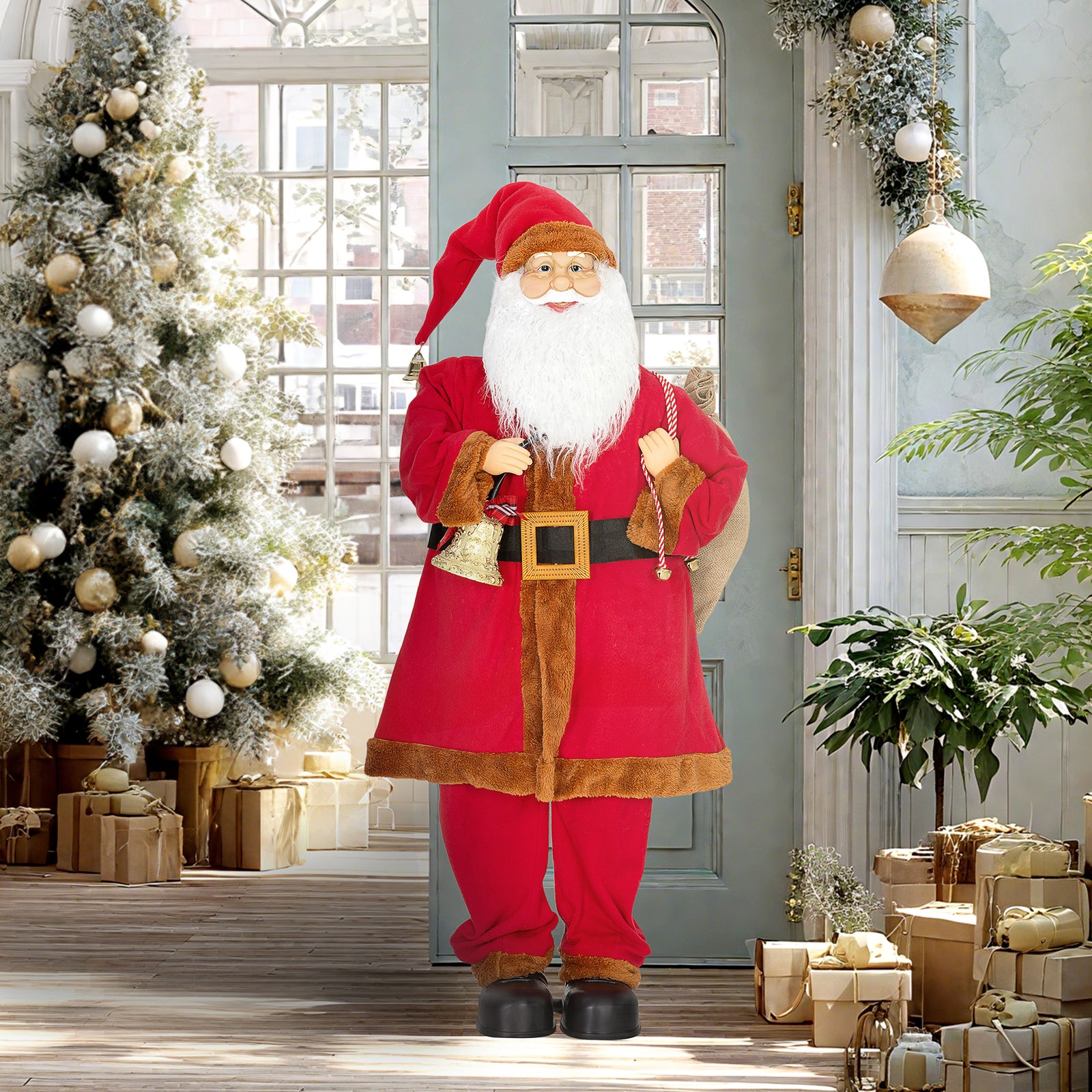 Musical Animated Santa Claus With Music, Dancing, Bell And Sack