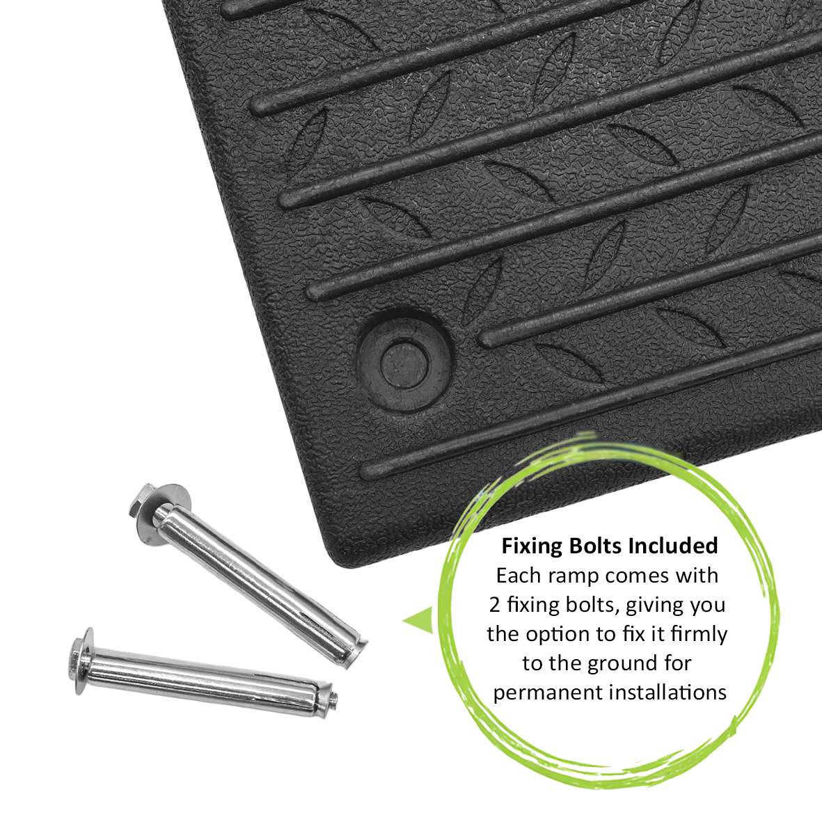 Rubber Kerb Ramp 1000kg Capacity For Cars, Motorbikes, Sheds, Driveways | Set of 1 | Black