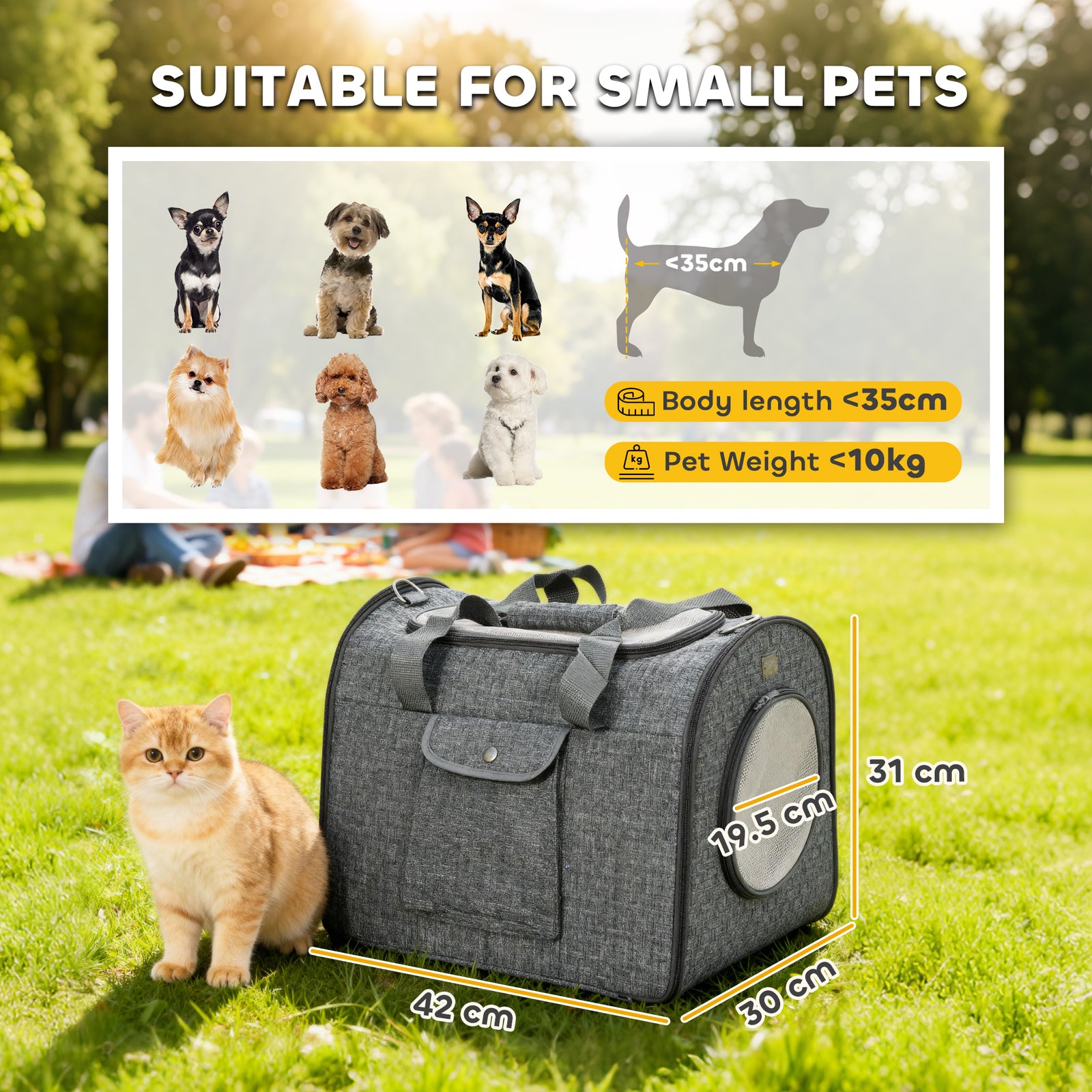 Soft Sided Cat Carrier Bag Foldable Portable With Shoulder Strap