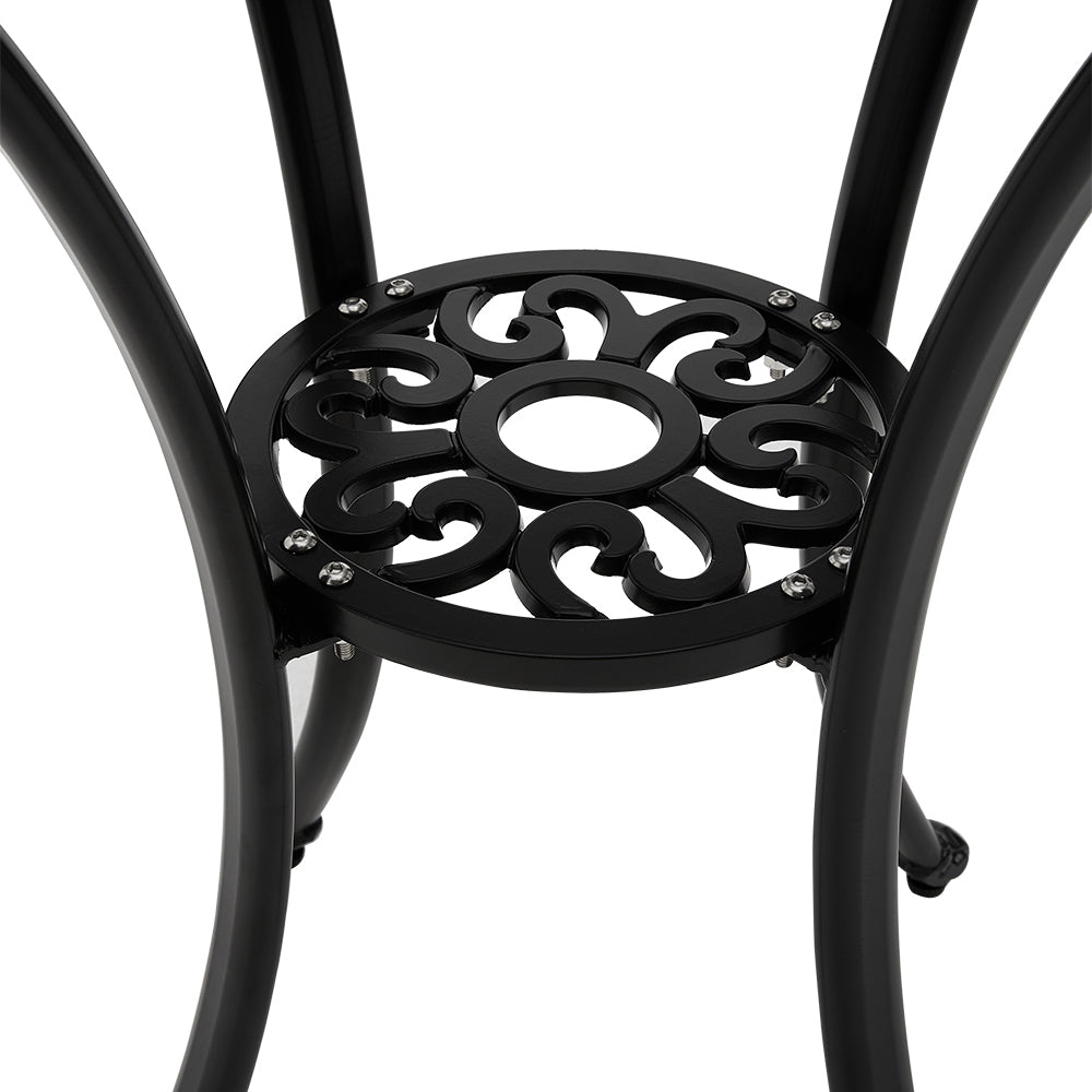 Cast Aluminium Round Patio Dining Table For Outdoor Garden - 60cm Dia X 62 Cm H