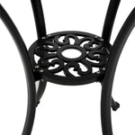 3 Pcs Bistro Set Cast Aluminium Round Patio Dining Table With Pe Rattan Stacking Chairs