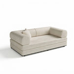 Corduroy Sofa Bed With Sliding Frame | High-resilience Foam Convertible Sleeper Sofa | Small | Beige