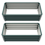 Set Of 2 Galvanized Raised Garden Bed | Green
