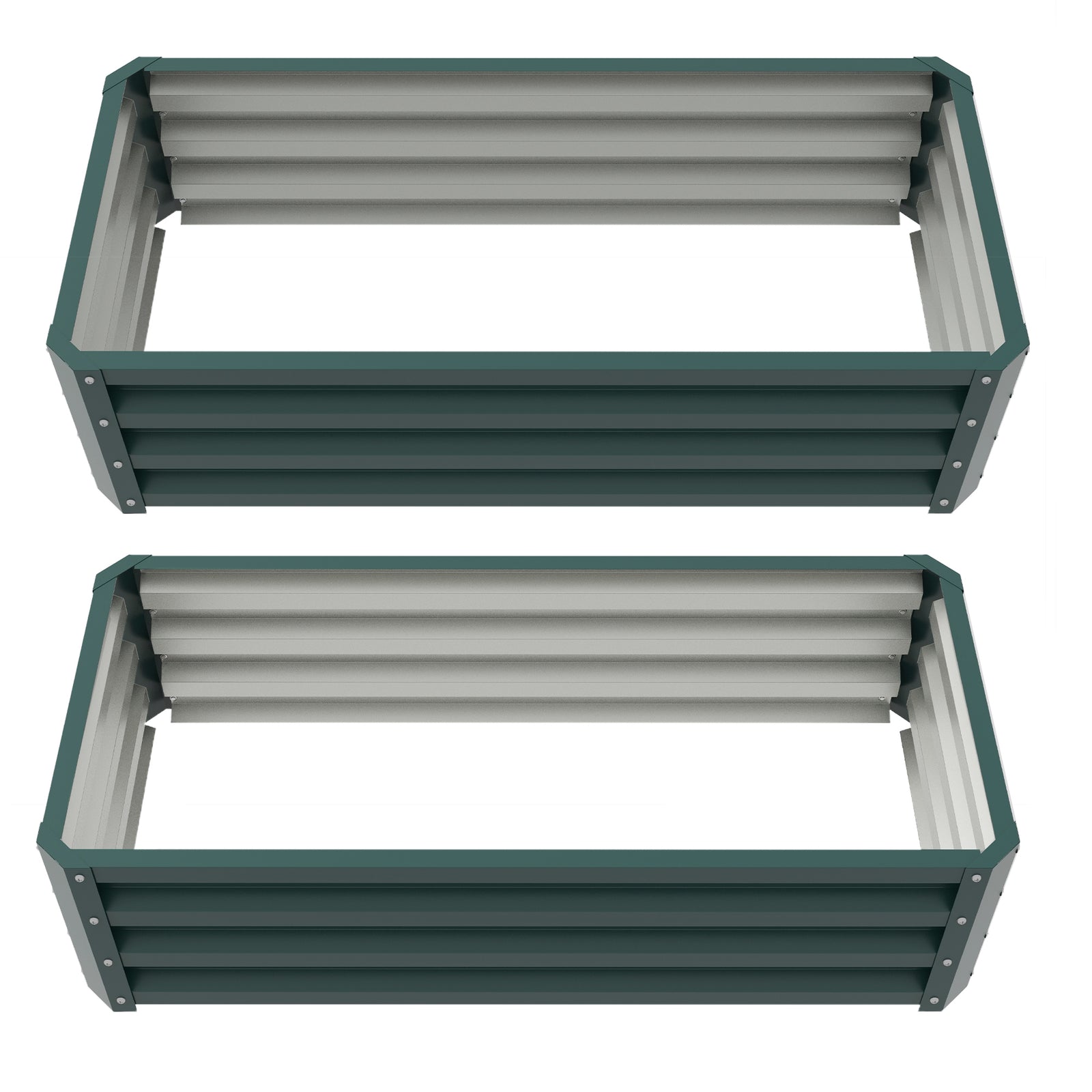 Set Of 2 Galvanized Raised Garden Bed | Green