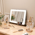 Dimmable Lighted Makeup Mirror With Magnifier, Usb Port