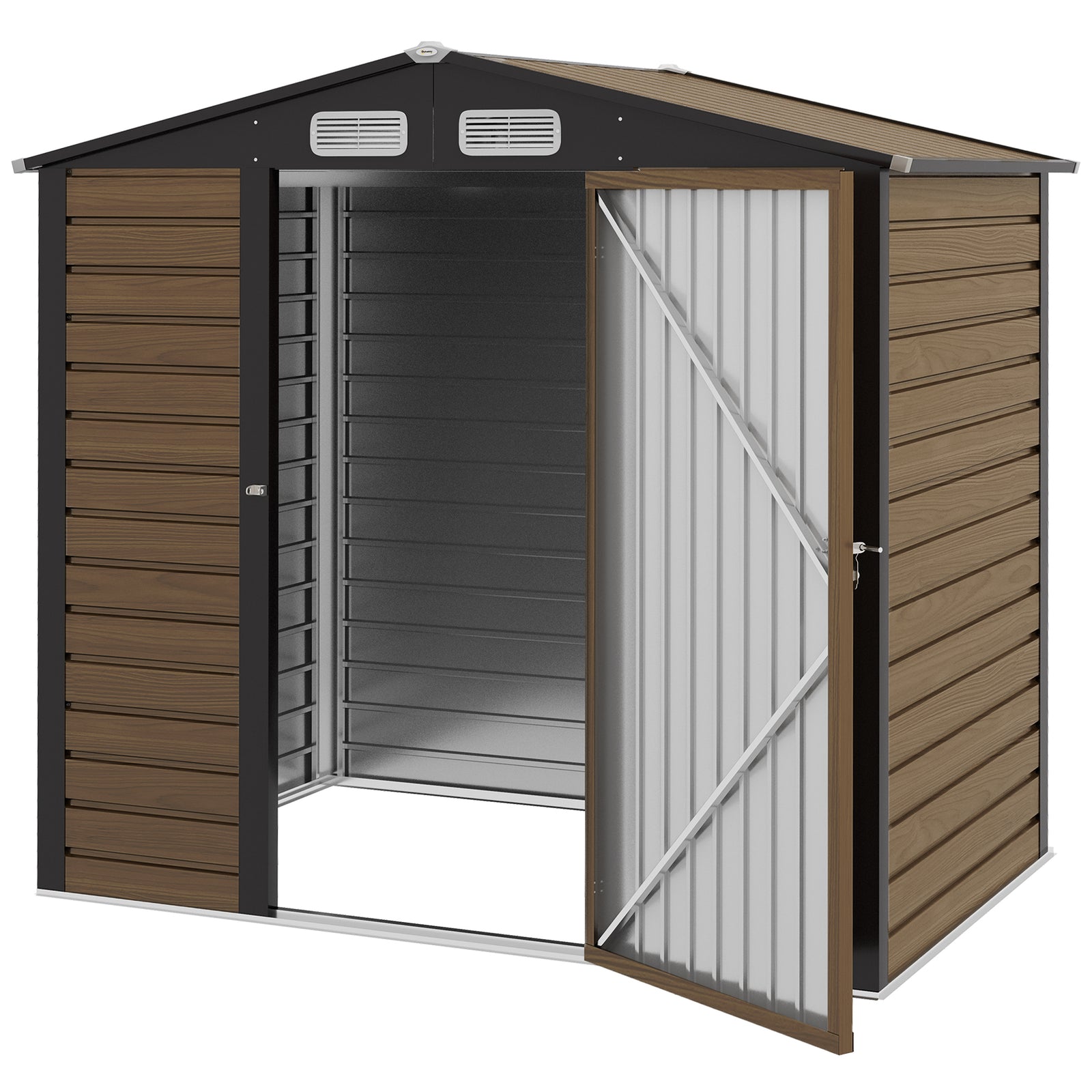4.3 X  6.2ft Garden Metal Shed,ventilation Slots For Garden