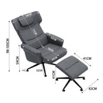 Faux Leather Swivel Armchair With Footstool | Grey