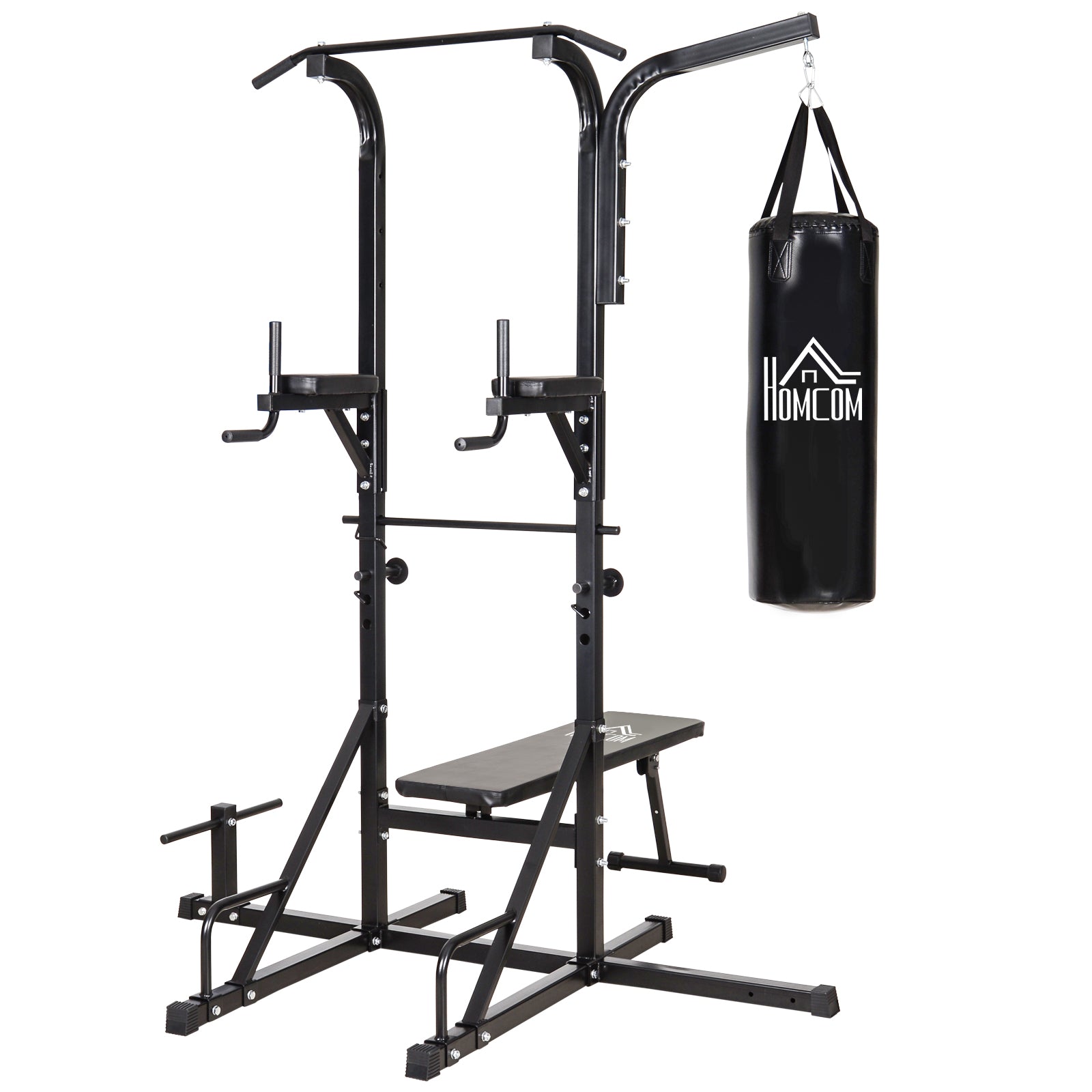HOMCOM Home Gym Power Tower With Bench And Punching Bag