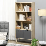 Freestanding Bookshelf With Bottom Cabinet And 6 Shelves