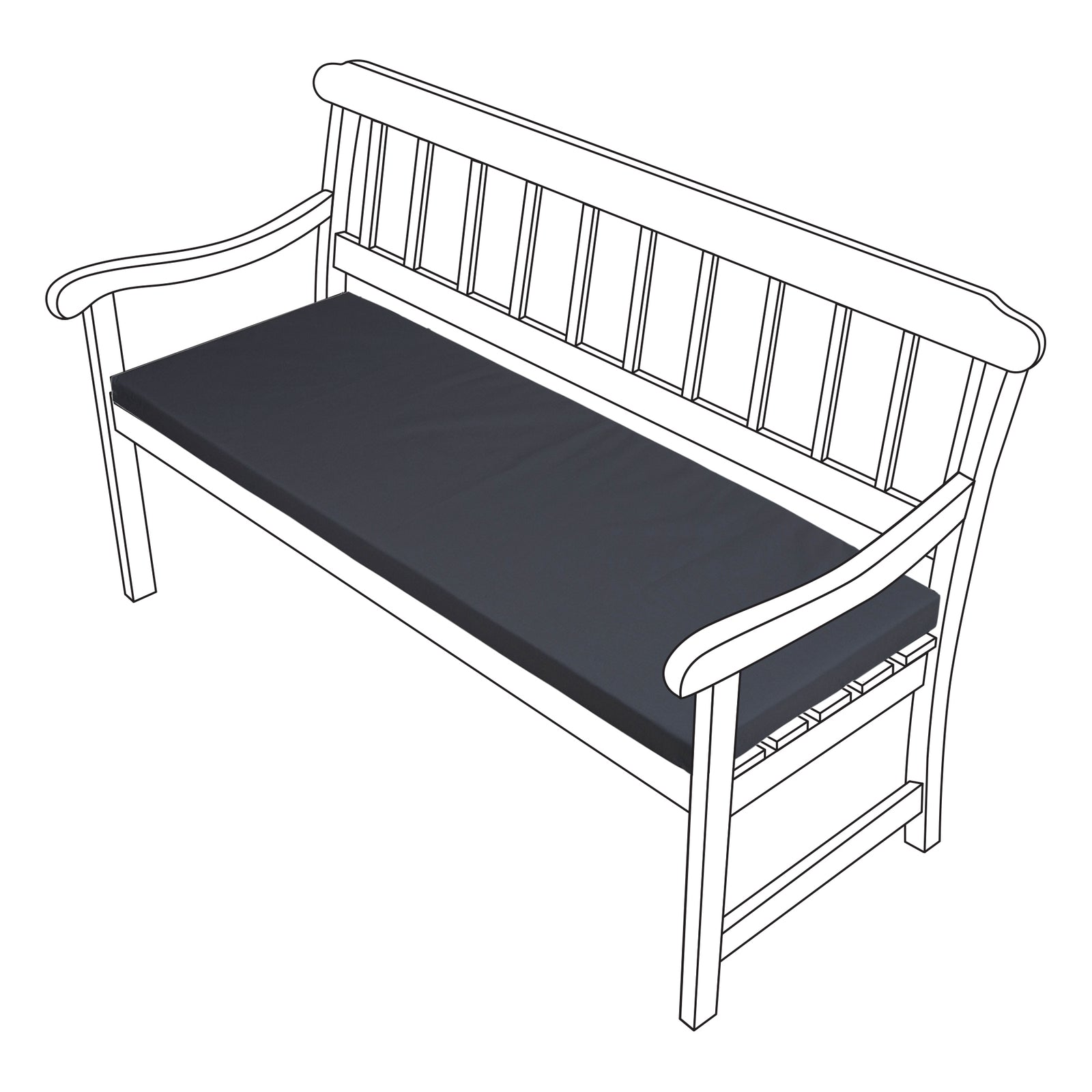 Outdoor Bench Cushion Pad, Weatherproof | Charcoal